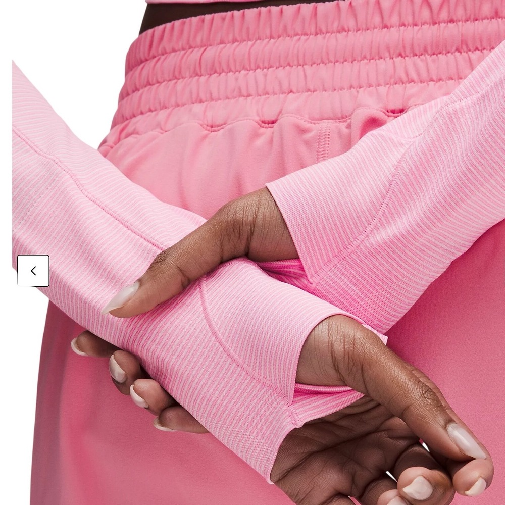 Lululemon Swiftly Tech Long Sleeve Cropped Shirt Pink Size 6 Thumbholes Seamless - Picture 4 of 9